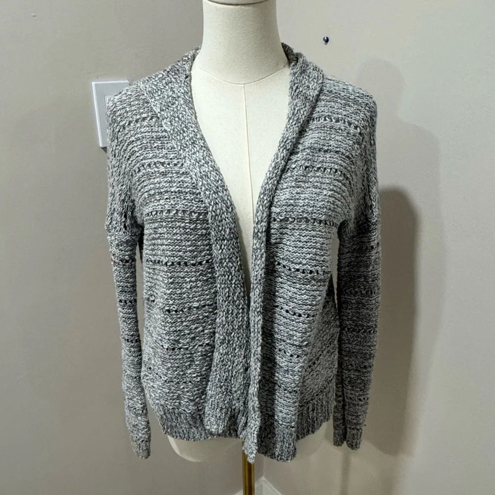 Girls sweater size M 12 Abercrombie Gray Open Front Hooded‎ Cardigan